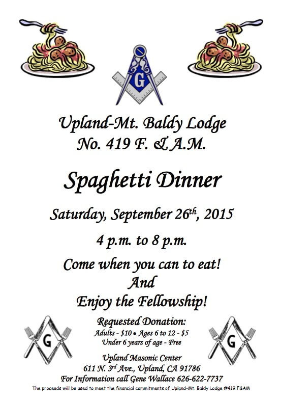 Upland-Mt.Baldy Lodge Spaghetti Dinner