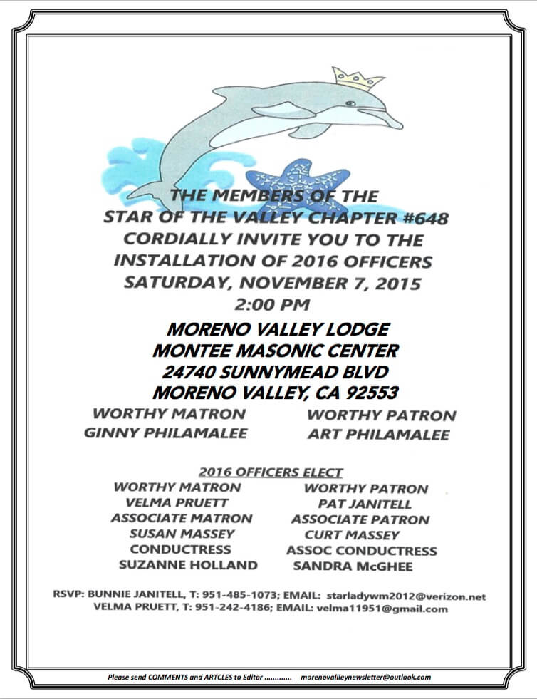 Star of the Valley Installation of Officers