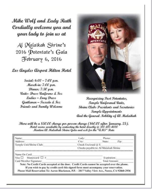 Al Malaikah Shrine’s 2016 Potentate’s Gala