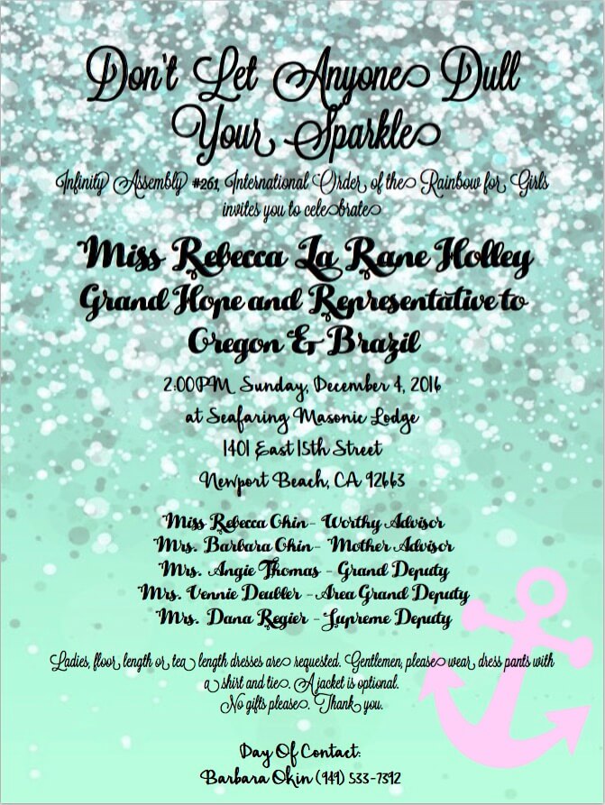 Reception Honoring Miss Rebecca La Rane Holly Grand Hope and Representative to Oregon & Brazil