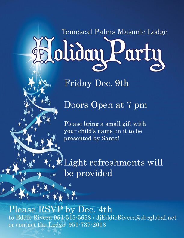 Temescal Palms Masonic Lodge Holiday Party December 9, 2016