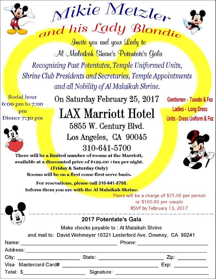 Al Malaikah Shriners Potentate’s Gala: RSVP Now!