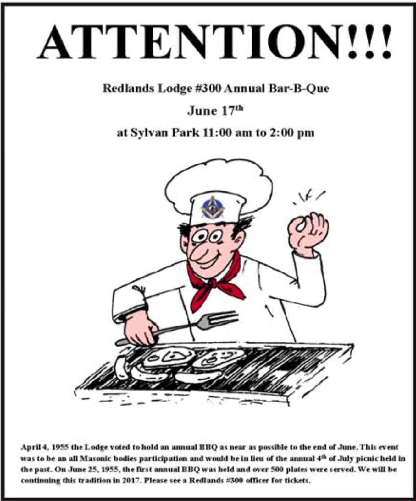 Redlands Lodge # 300 Annual BBQ at Sylvan Park