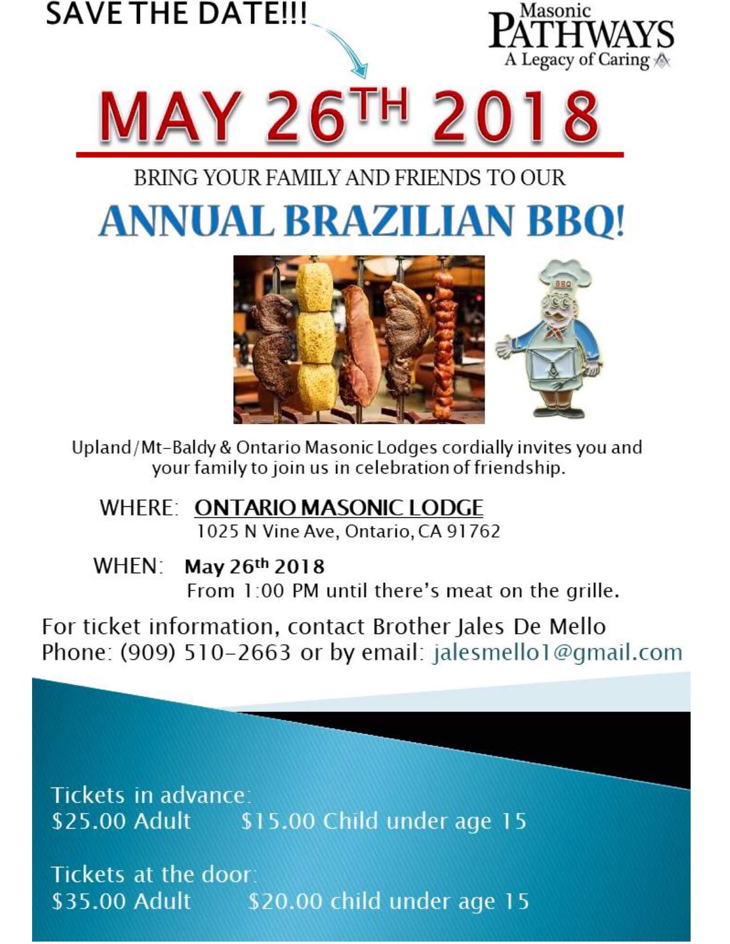 Annual Brazilian BBQ – Upland Mt. Baldy #419 & Ontario Lodge #301 Event