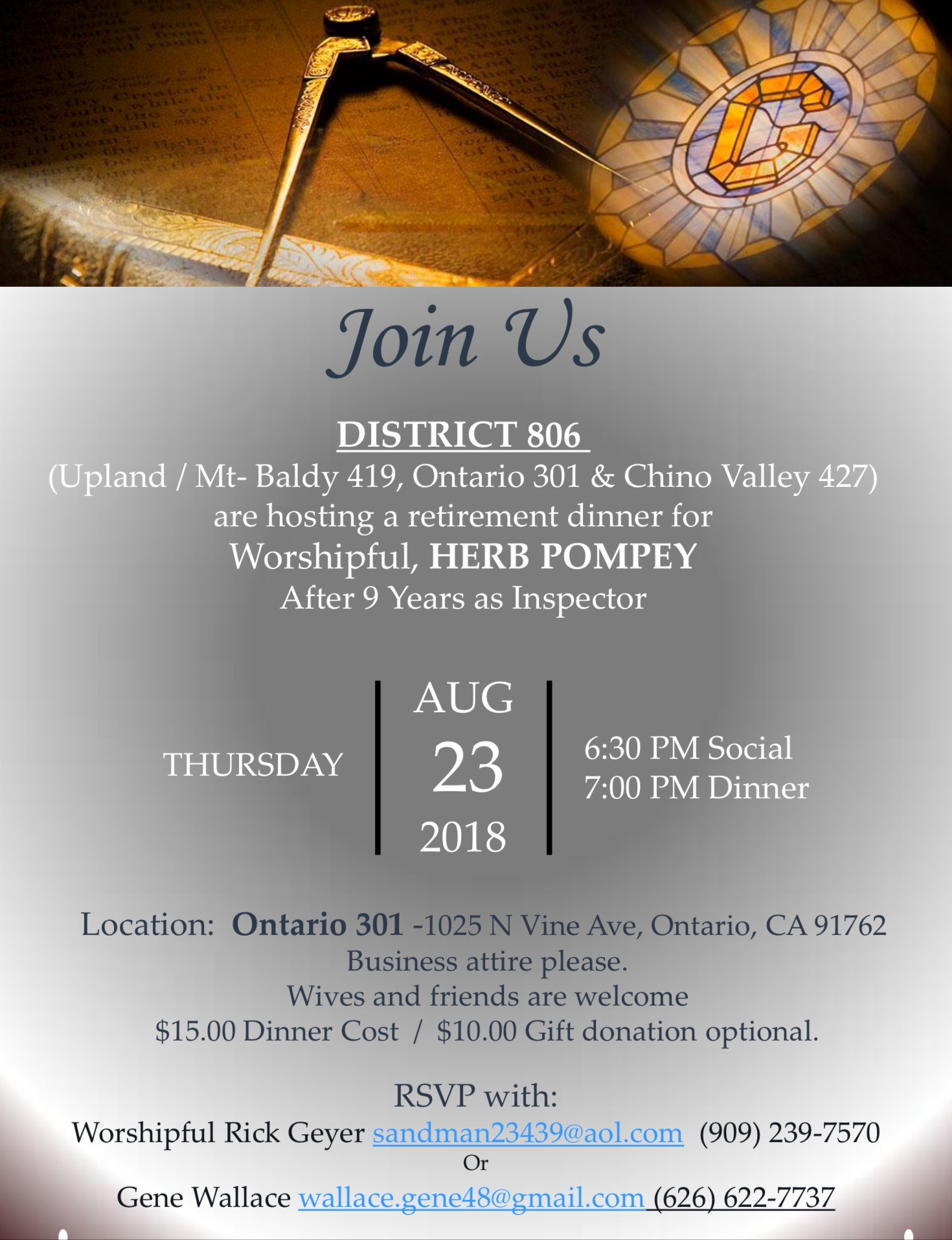 Inspector Reception for Herb Pompey
