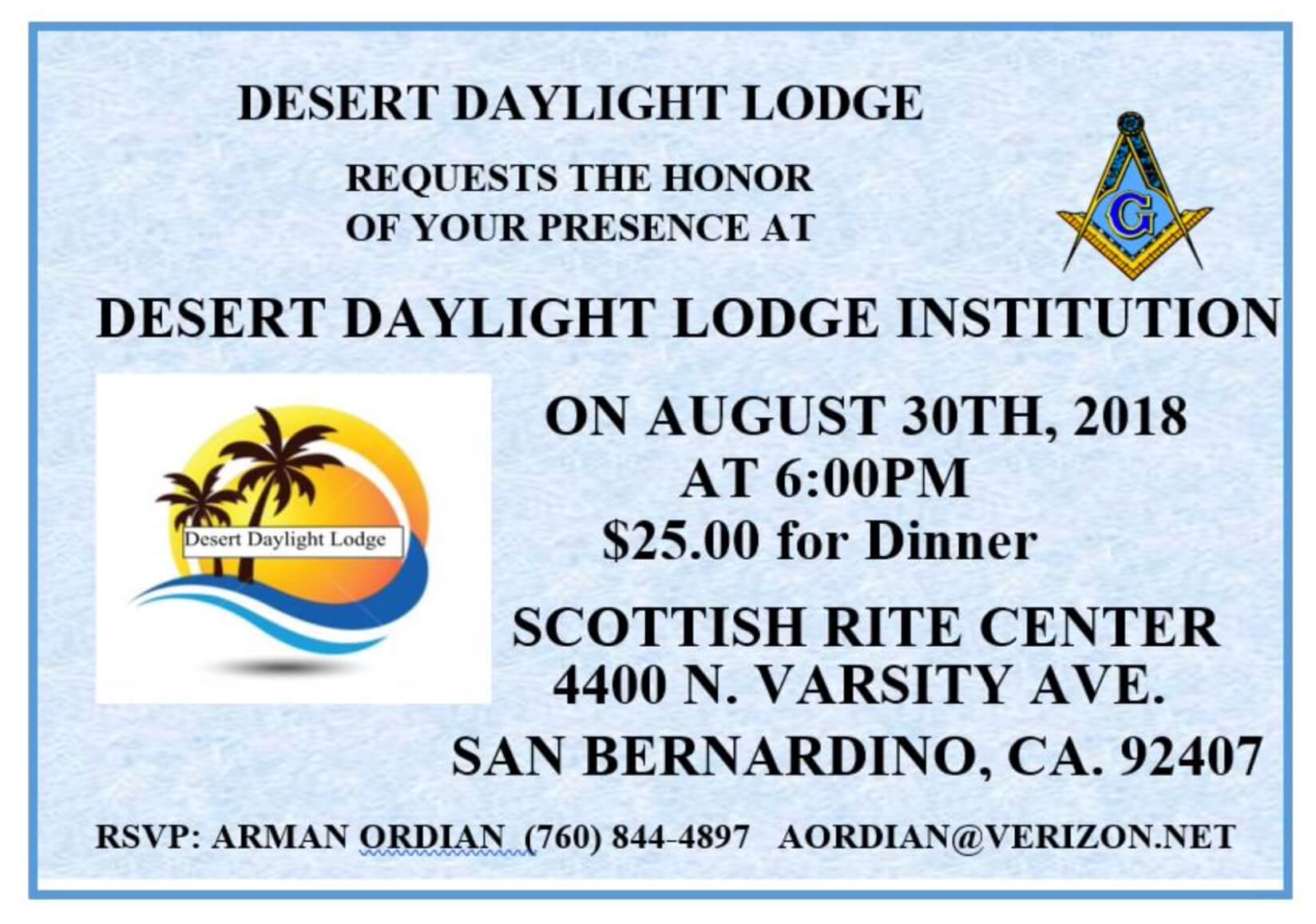 Desert Daylight Lodge Institution August 30, 2018