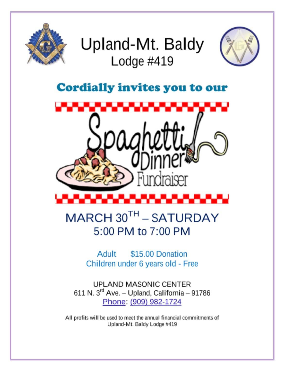 Upland Mt.Baldy Spaghetti Fundraiser