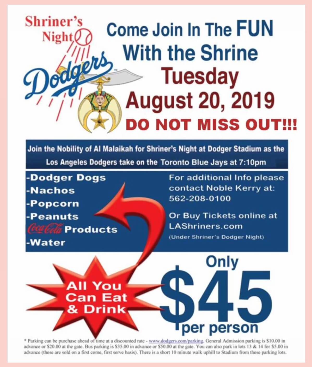 Shriner’s Night Dodgers
