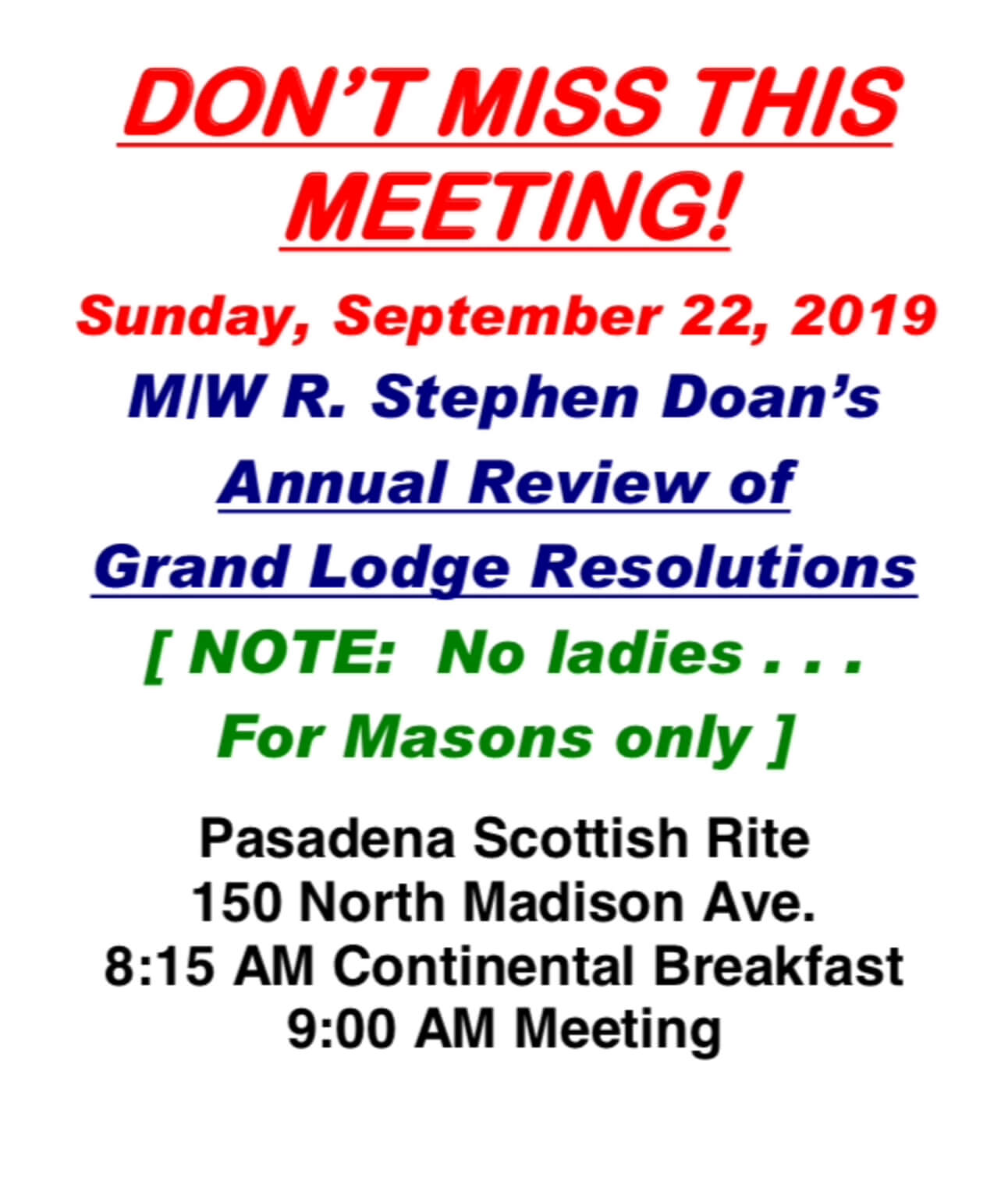 Annual Review of Grand Lodge Resolutions