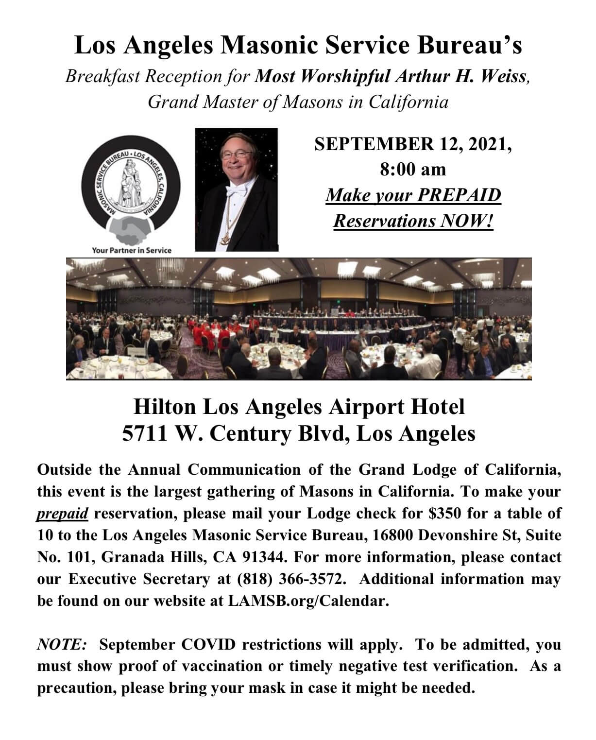 Los Angeles Masonic Service Bureau’s Breakfast